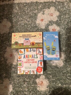 Animals Memory Match Game + Walkie Talkies + Card Early Education Set - Multi